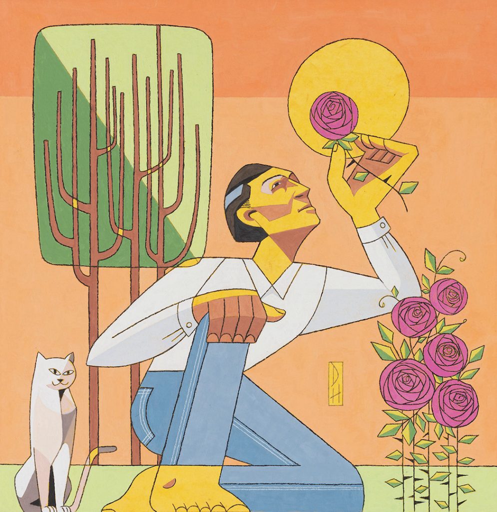 &quot;Barefoot Gardener&quot; gouache painting by David Hile